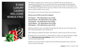 luxury casino welcome package