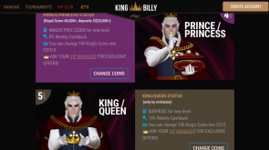 King Billy Casino VIP points