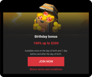 Cobra Casino Birthday Bonus