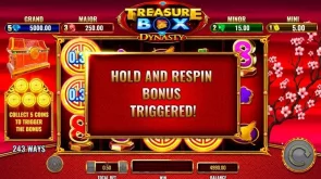 Treasure Box Dynasty slot hold and respin